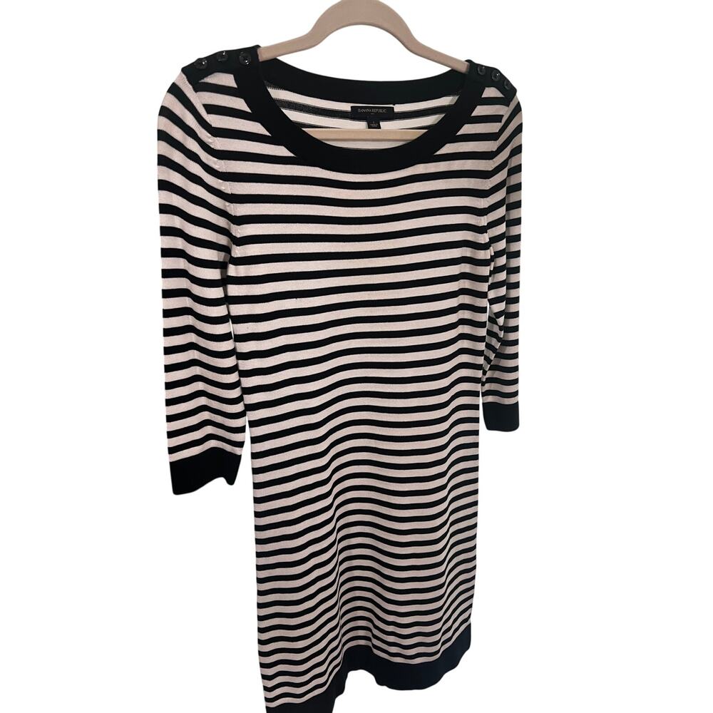Banana Republic Factory Striped Dress Size Small Cotton 3/4 length sleeves
